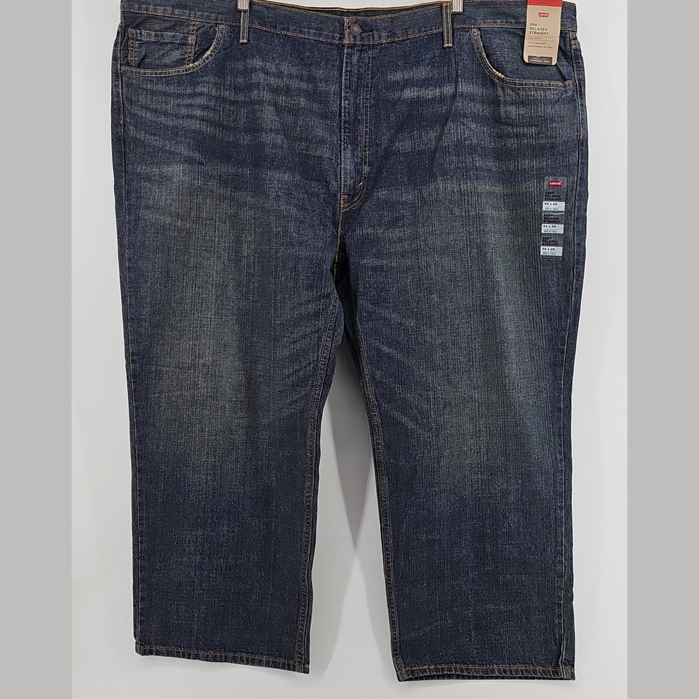Levi's Mens 559 Relaxed Straight Cotton Dark Wash Jeans 54x28 Big & Tall NWT